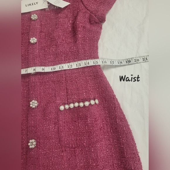 NEW Likely Alani Dress Size 8 Red Violet Short Sleeve Pink Tweed Wool Mini Dress - Picture 12 of 17